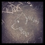 Fuzzy necked doggie - chalk drawings at #helsinkicomicsfestival