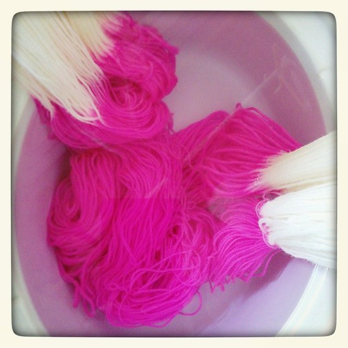 It's like a highlighter threw up in my dye pot. #yarn #dyeing #pink