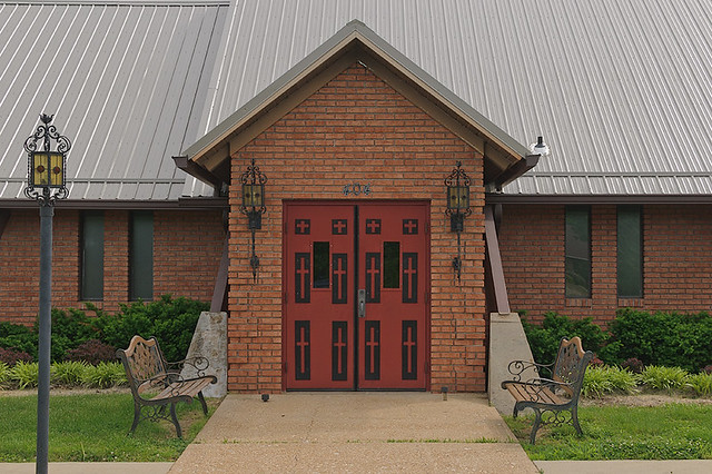 Saint Gerald Roman Catholic Church, in Gerald, Missouri, USA - exterior door