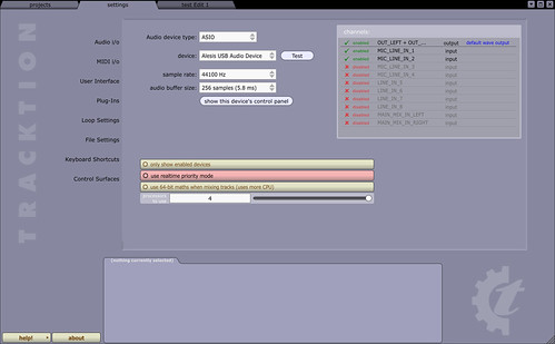 Tracktion 4 audio setting