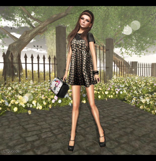 Last Day For June C88 feat -tb- Spaghetti Strap Dress  - Black Floral by Julliette Westerburg