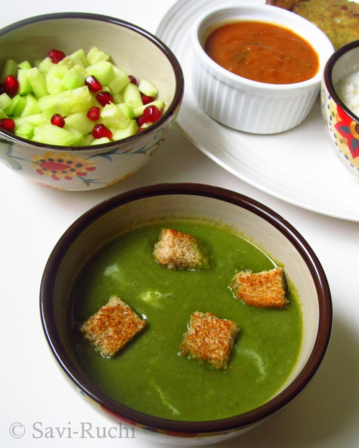 spinach soup | palak soup : healthy soup recipes