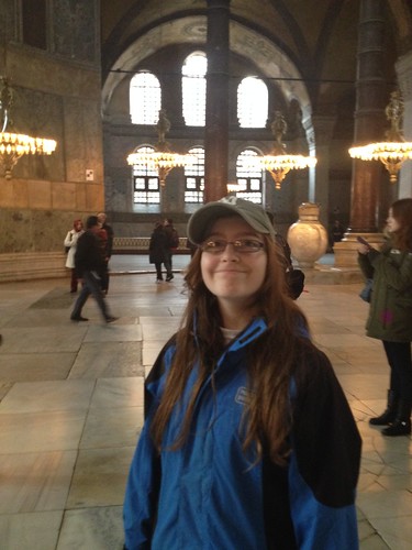 girl inside the Hagia Sophia in istanbul