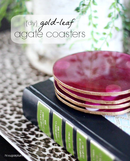 Hi Sugarplum | DIY Gold Leaf Agate Coasters