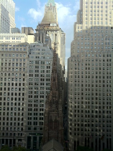 A New York City View - Trinity Church down below