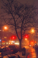 Brooklyn Streetscapes - Foggy Night After the Snow