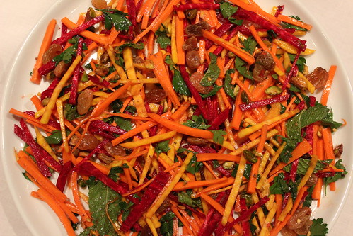 Carrot and Beet Slaw with Pistachios and Raisins - Linda Foley