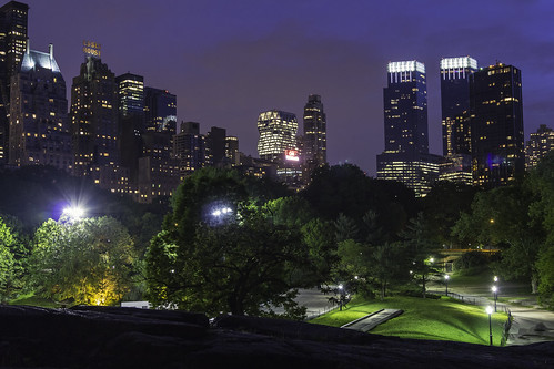 Walk at night in Central Park, NYC.