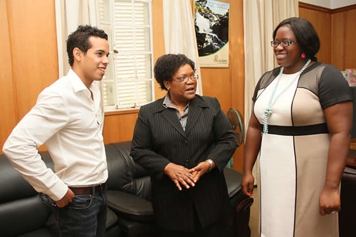Zimbabwe race car driver Axcil Jefferies met with Vice-President Joice Mujuru and Deputy Youth and Sports Minister Tabetha Kanengoni-Malinga. by Pan-African News Wire File Photos