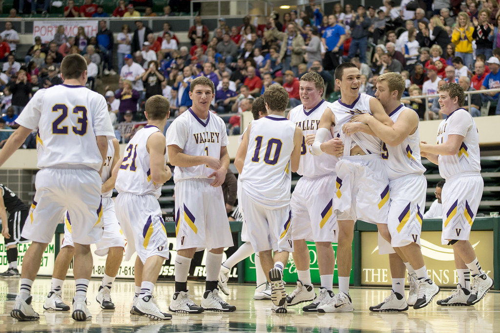 The Valley Indians celebrate their semifinal win over Coal Grove.