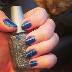 Amtrak to New York tomorrow, so it's a color called Jet Set to Paris. Jeopardy blue! #nailsofinstagram