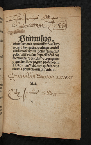 Ownership inscriptions in Bonaventura, S. [pseudo-]: Stimulus amoris