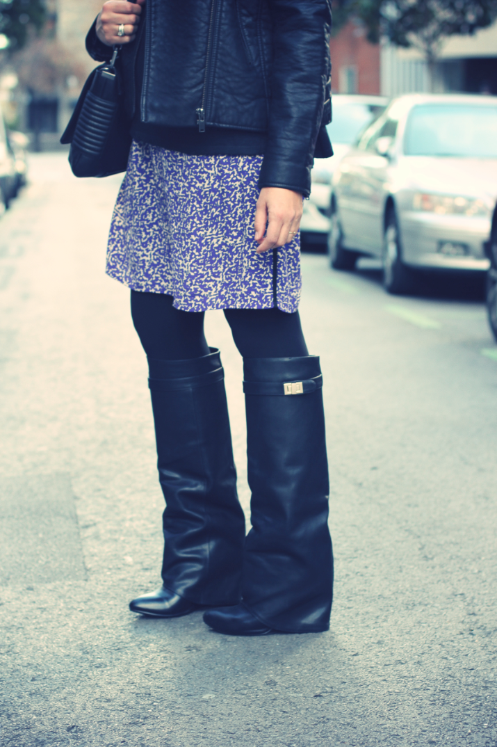 High boots + leather jacket