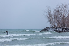 Surfing Lake Ontario in -17*C weather - Woodbine Beach