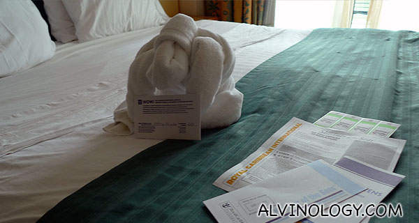 These appeared in our room in the evening, including detailed instruction on disembarking and checking out 