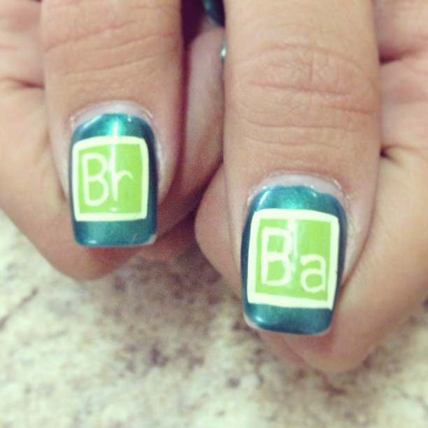 Awesome #breakingbad themed #mani spotted on my cashier! #nails #nailart