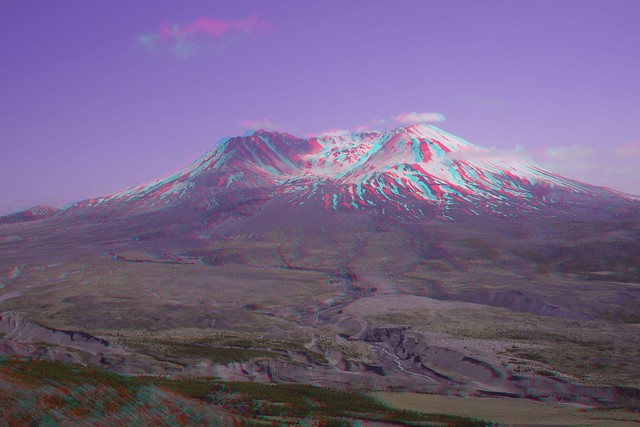 Mt St Helens in 3D, red/cyan anaglyph