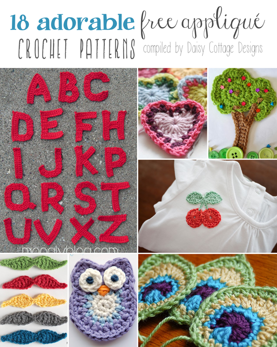 18 Crochet Applique Patterns - Daisy Cottage Designs