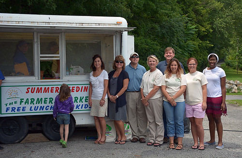 Staff of the Letcher County Farmers Market and Kentucky Department of Education proudly highlight the kitchen that serves meals to children in Whitesburg as part of the USDA Summer Food Service Program.