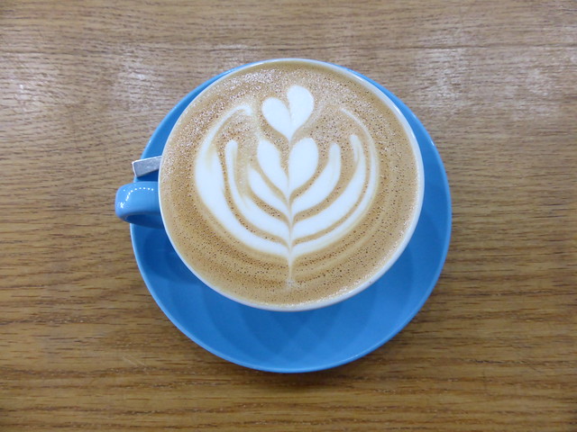 Latte art at Prufrock Coffee