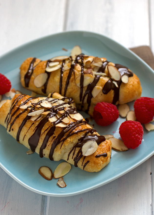 5 Ingredient Raspberry almond crescents with chocolate