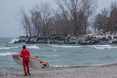 Love of the sport: -17*C so he decides it's time to surf