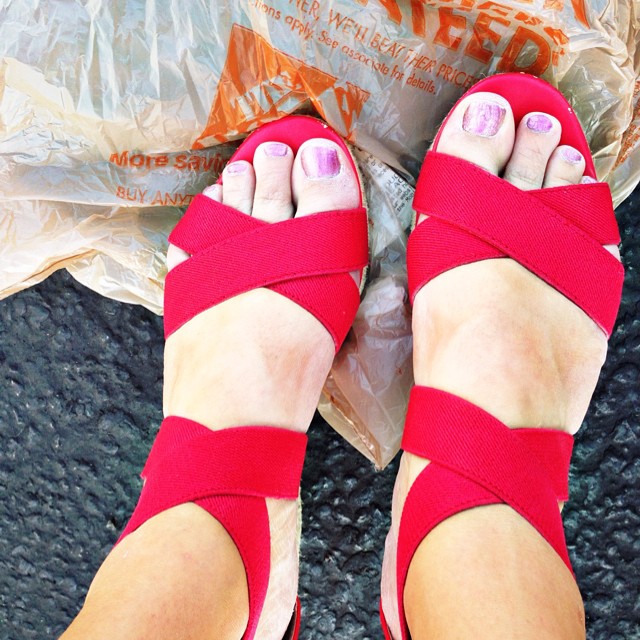 Took a trip to #homedepot this morning. Pretty sure I was the only female rockin' heels--let alone red wedges. #didntfitin #alittlesassy #neededstufftofixmyfavoriteumbrella
