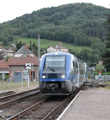 Massiac Station, south of Claremont Ferrand with a Sunday IC service from Beziers to Claremont.