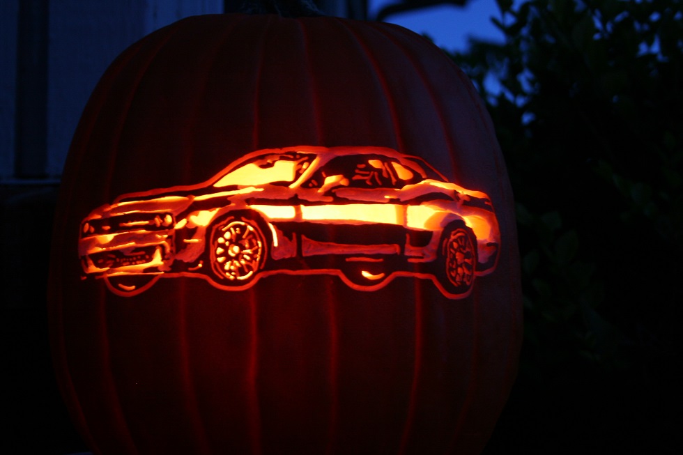 Dodge Challenger Hellcat Carved Pumpkin