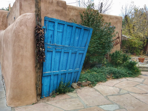 blue door in Taos