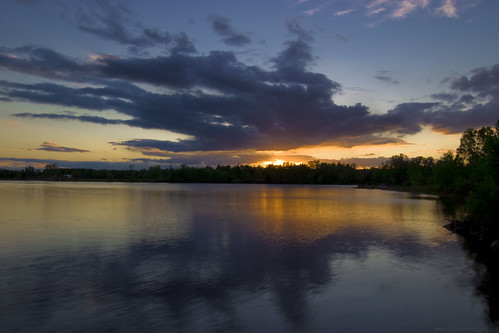 sunset sky lake reflection water clouds soe thunderbay hoya d40 nikond40 seasunclouds