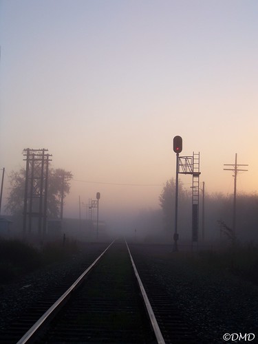 ice fog sunrise illinois track rail junction il davis signal jct