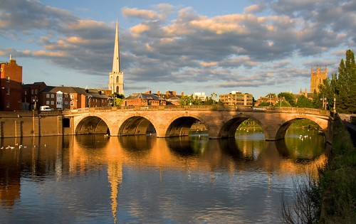 city bridge light sunset summer england sky tower english june st clouds river geotagged evening andrews searchthebest cathedral severn spire needle worcestershire 2008 worcester glovers platinumphoto flickrdiamond geo:lon=2226094 geo:lat=52191068 updatecollection