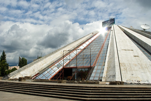 The Enver Hoxha Pyramid in Tirana, Albania