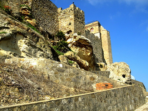 houses mountain castle stone town spain village andalucia cobbled cadiz province sonydsct1 castellardelafrontera