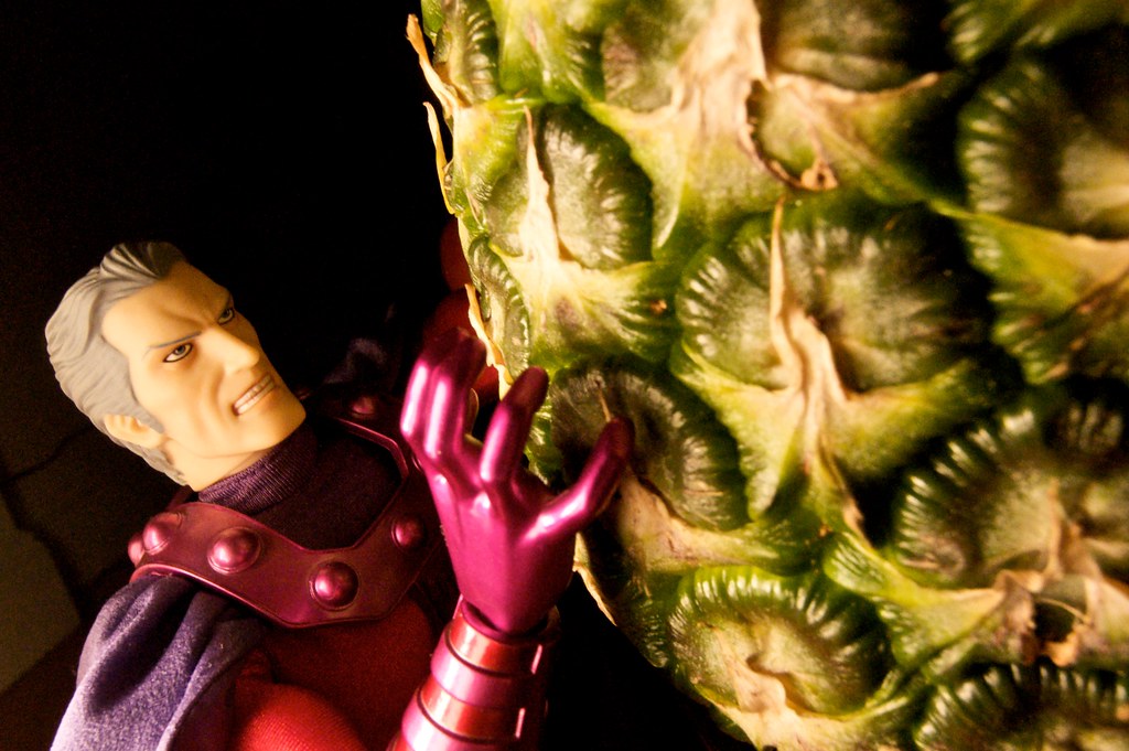Magneto Struggling Against Pineapple