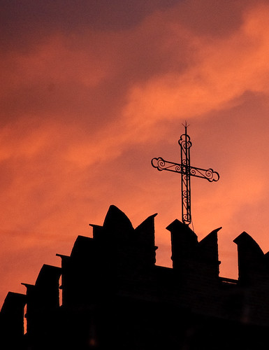 red italy church clouds sunrise europe cross vigevano