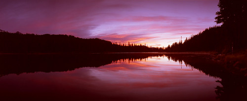 camera red lake reflection film sunrise landscape washington purple pano panoramic pacificnorthwest nationalparks mtrainier bluemooncamera zebandrews whydosunriseshavetobesoearly weshouldjustmovethemtosaynoon zebandrewsphotography