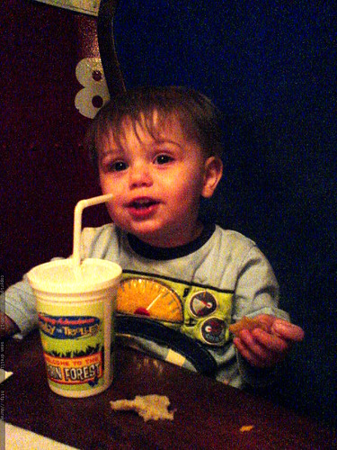 digging his own big cup and straw   DSC00848