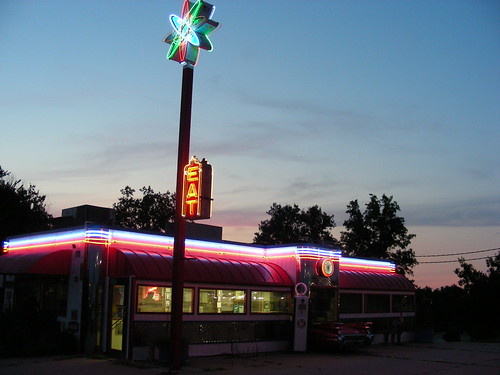 sunset usa sign cafe neon diner columbia 63 hwy mo missouri 50s roadside atomic showme the63diner