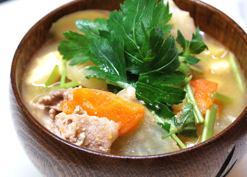 miso soup with pork and vegetables / 今夜は豚汁だ