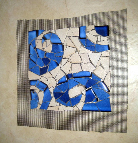 Ceramic tile swirl-ungrouted mosaic