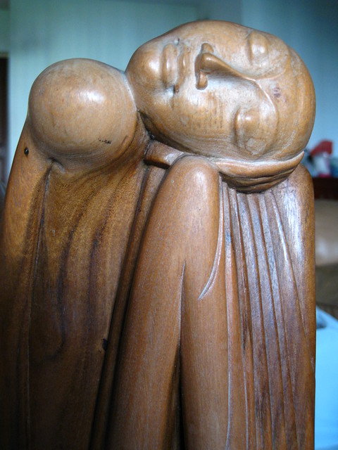 Balinese statue of a woman sleeping.
