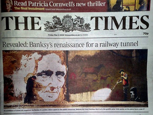 "Vhils" on the front page of "The Times"
