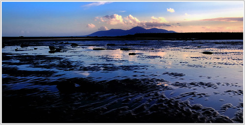 ireland sunset sea mountains dusk northernireland mournemountains countydown