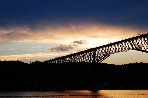 bridge sunset ny newyork river poughkeepsie midhudson