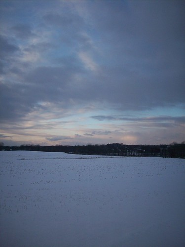 sunset snow field farm