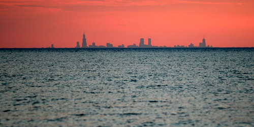 blue sunset red summer orange usa lake chicago water skyline landscape illinois searstower dunes indiana lakemichigan explore 2008 indianadunes craigsorenson