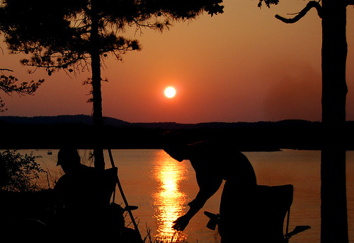 camping sunset lake oklahoma water see wasser sonnenuntergang brokenbow beaversbend