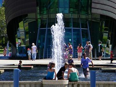 Children playing in water @ the Perth Bell Tower